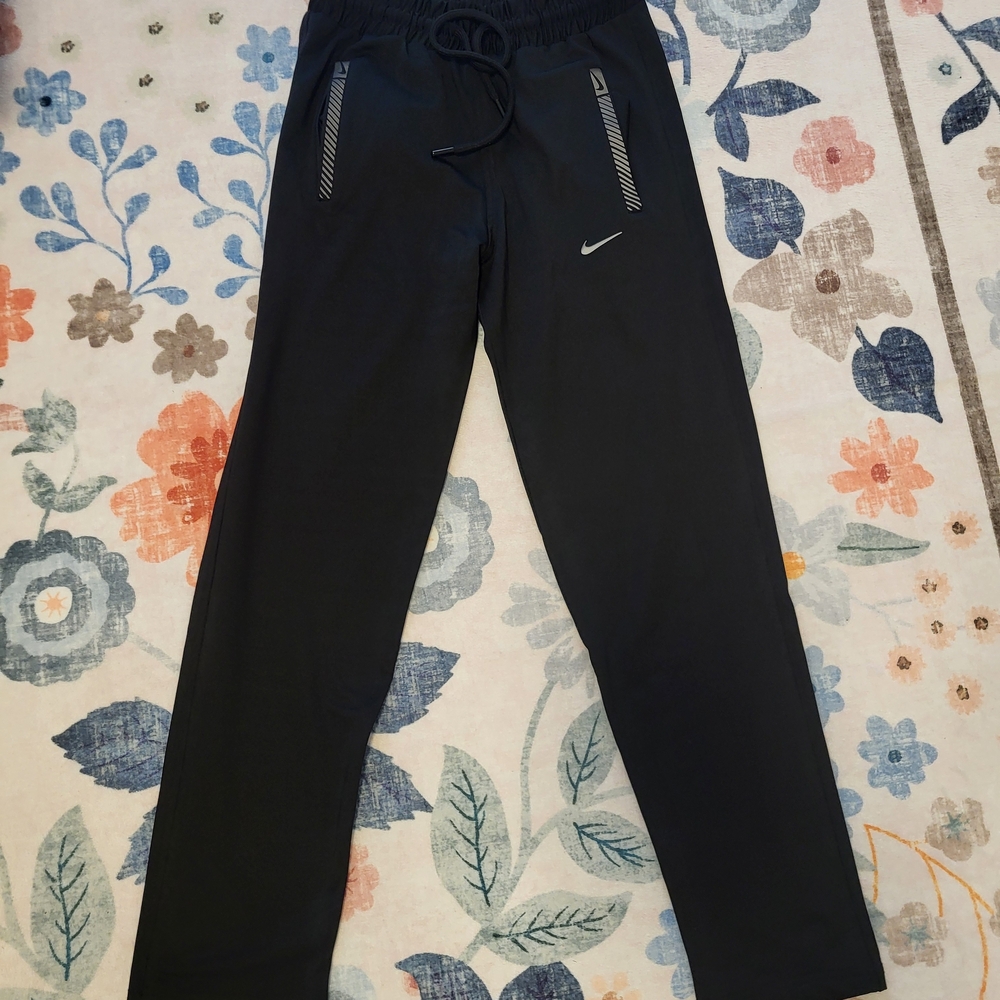 Nike Black Jogger Sweatpants with Reflective Zip Accents